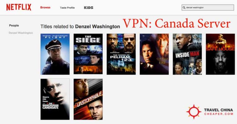 Netflix movie options using a VPN server in Canada