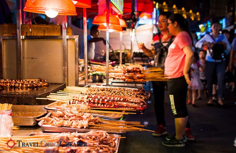 A lively night market in China